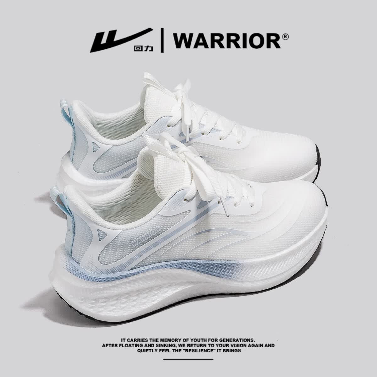 回力(Warrior)女鞋夏季初中生运动鞋女款2026新款轻便软底减震体育跑步鞋子 白蓝 37