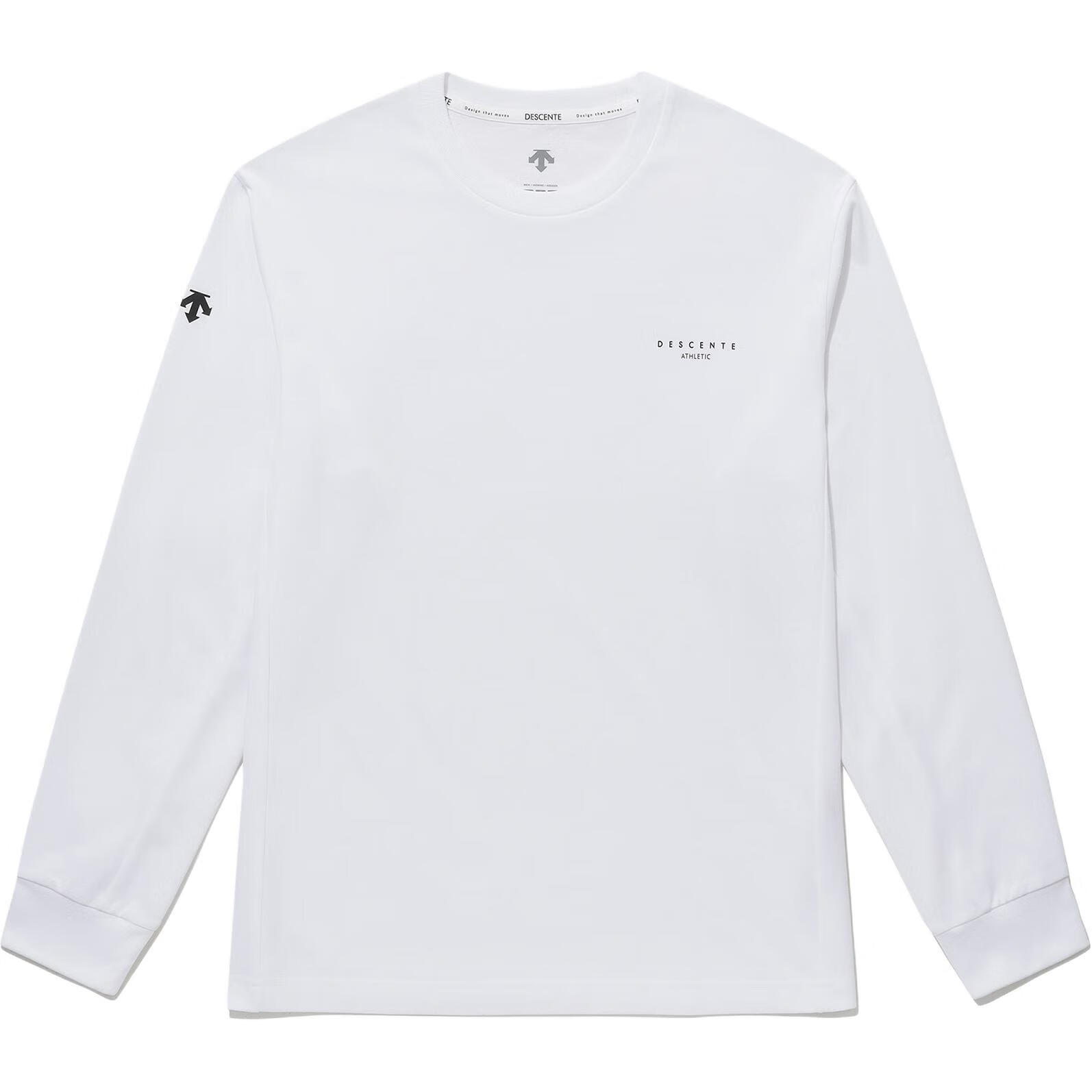 迪桑特（DESCENTE） 纯色品牌Logo宽松圆领长袖吸汗速干卫衣 男女同款 白色 100