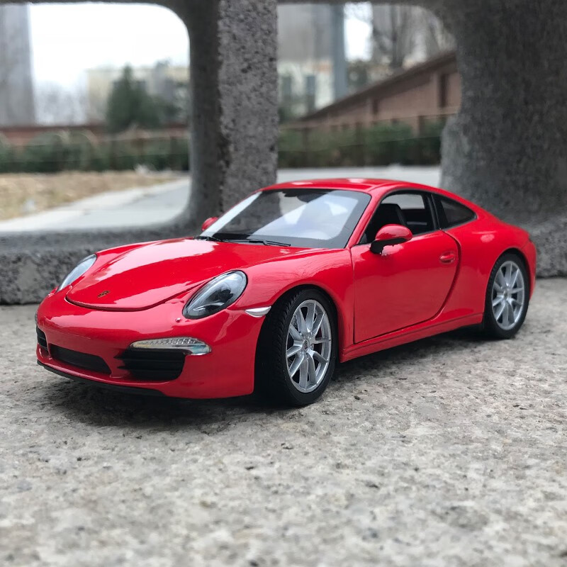 威利1:24 保时捷911(991)carrera s 汽车模型跑车收藏 合金车模 红色