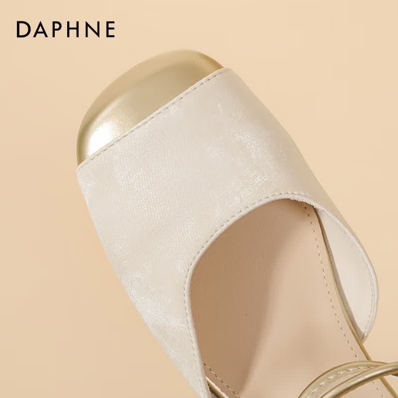 达芙妮包头凉鞋女鞋2026夏季新款新中式单鞋女配裙子气质粗跟高跟鞋ZJ 米白色 跟高3cm 37