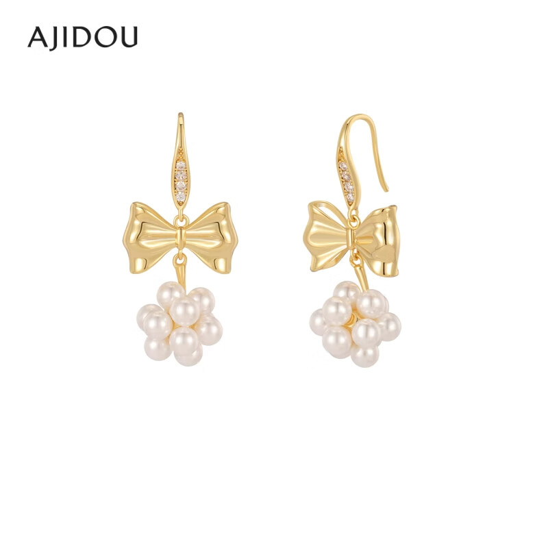 AJIDOU阿吉豆耳環(huán)【線下商城同款】甜美可愛小米珠蝴蝶結耳墜日常百搭