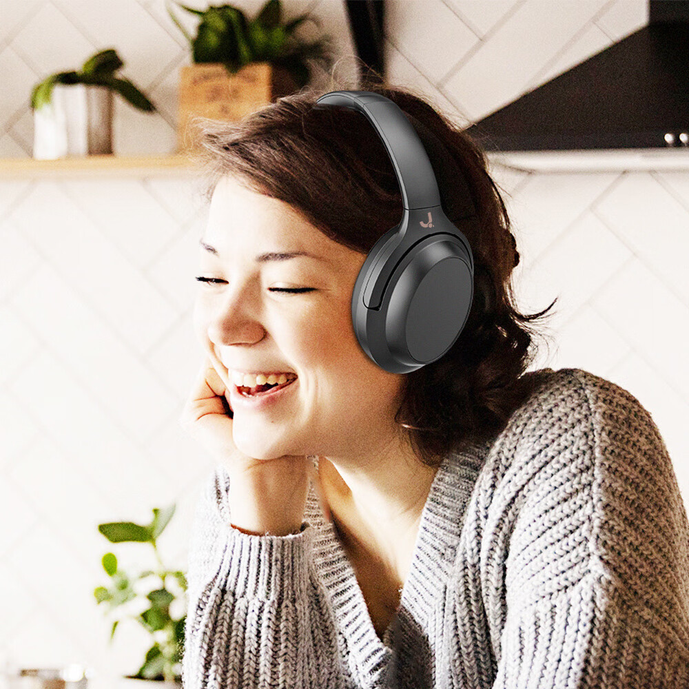 J（匠子）发烧级高品质蓝牙头戴耳机40mm大动圈单元ANC主动降噪通透模式多设备连接高通芯片 BN928双馈主动降噪 黑色