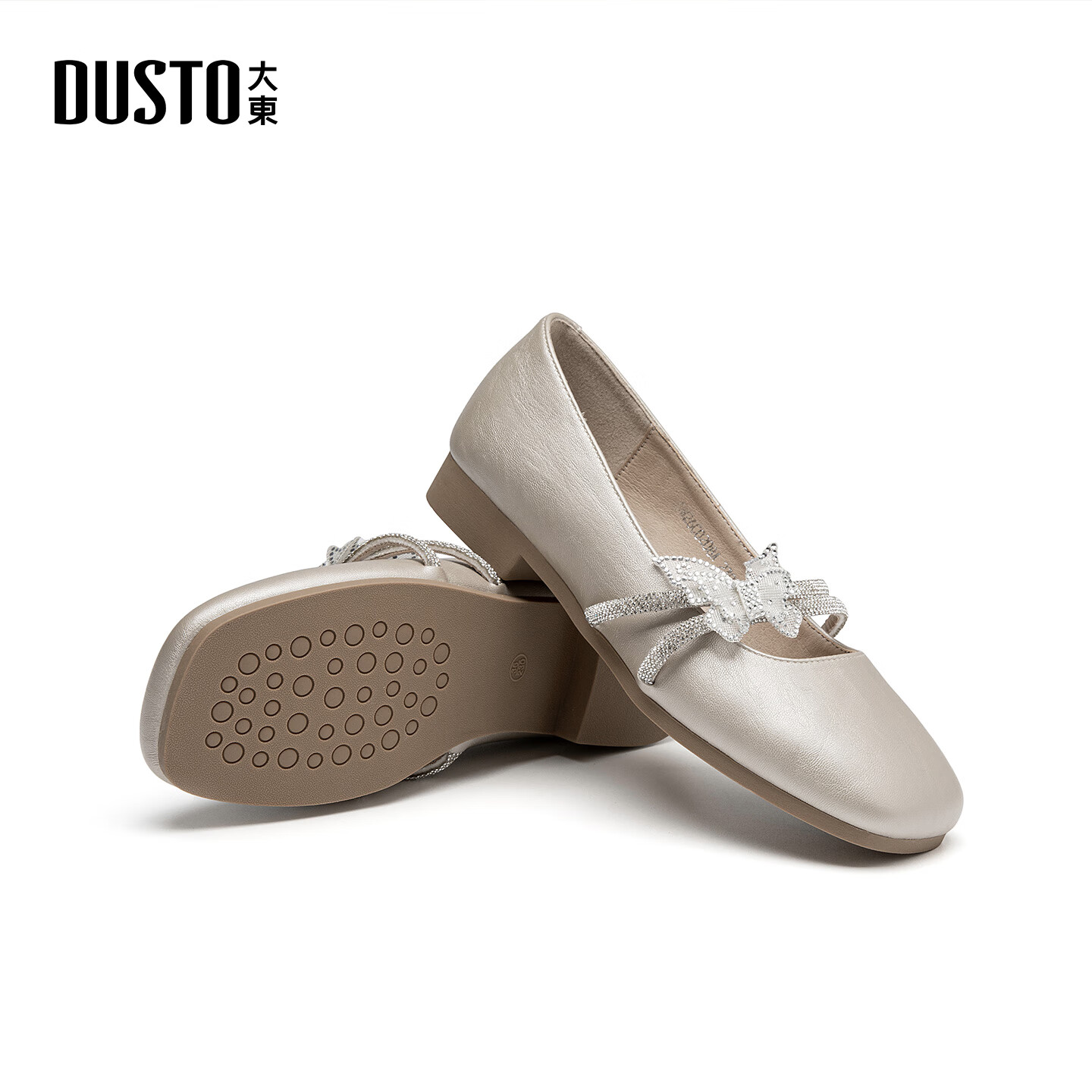 大东玛丽珍女鞋2026年春季新款甜美时尚方头浅口鞋0208 金色 35