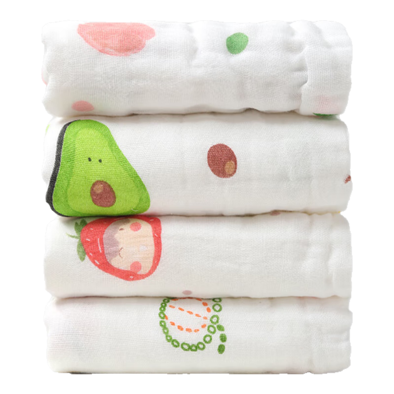 无印良品儿童毛巾4条装7A抗菌纯棉毛巾童巾6层纱布巾柔软亲肤方巾口水巾