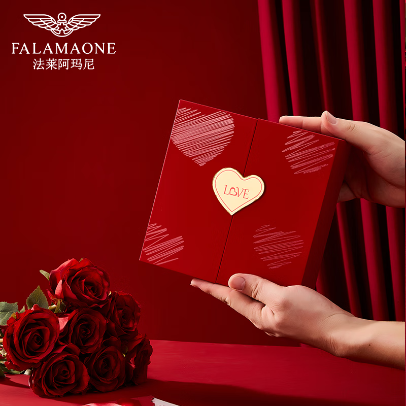 FALAMAONE法莱阿玛尼皮带男牛皮自动扣高档腰带新款真皮裤带生日礼物送男友 【红色爱心礼盒】PD80939百搭枪色 105cm -140cm默认随机发货（可修剪）