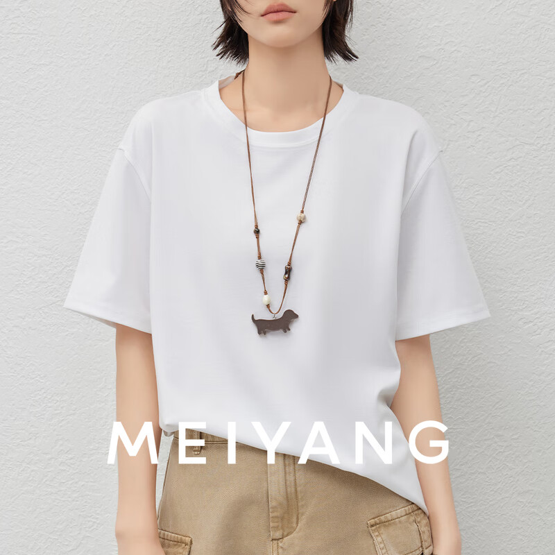 美洋（MEIYANG）清净T恤 匹马棉|凉感免烫易去污抗静电圆领短袖 白色 L