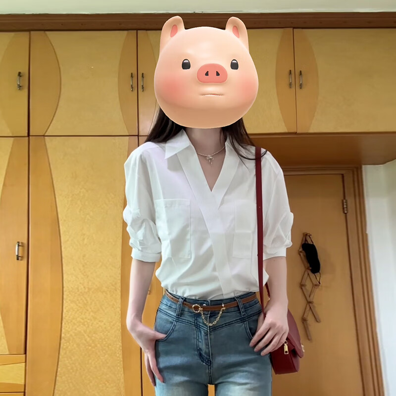 潮梦城短袖衬衫女白色短袖衬衫女夏季2025新款法式设计感小众别致衬衣气 白色 S