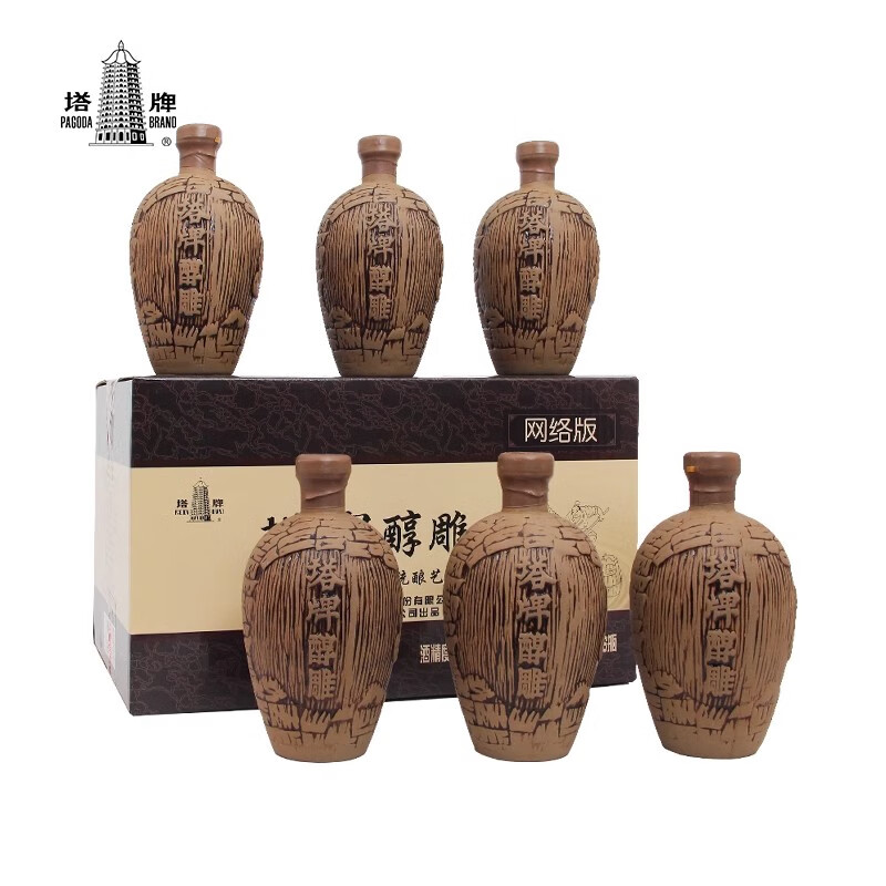 塔牌醇雕 绍兴黄酒 半甜型手工冬酿花雕酒 陶坛整箱 500mL 6瓶