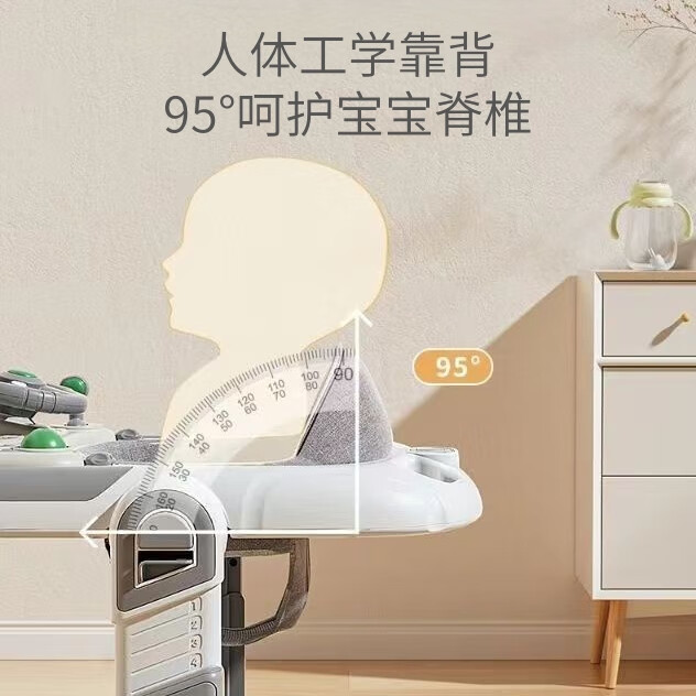 爱豆猫婴儿宝宝学步车防o型腿2025款多功能轻便折叠学步手推车9个月以上 【基础款-高级灰】仅有餐盘