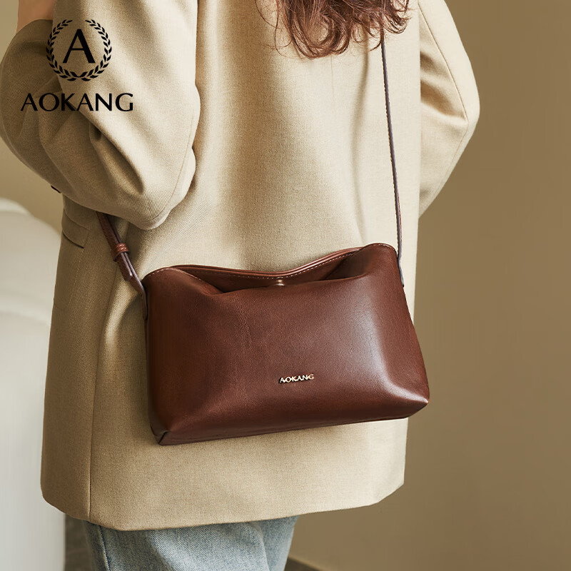 奥康(Aokang)包包女包托特单肩包经典复古斜挎包手提包生日礼物送女友送老婆 BG703559-咖啡色