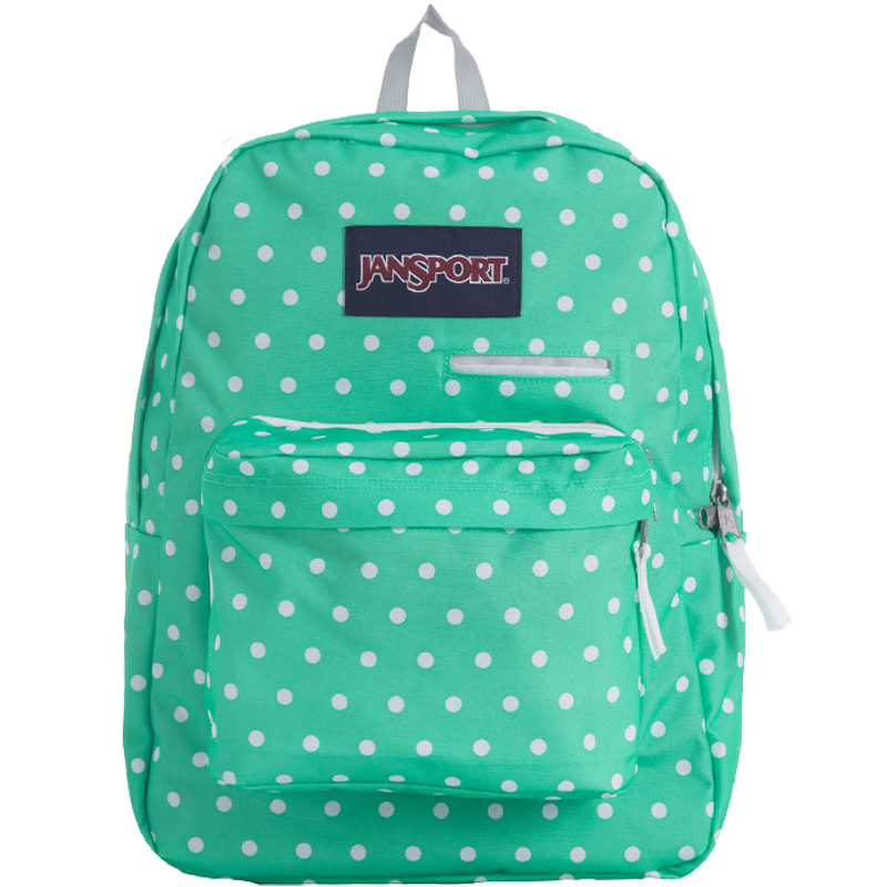 JANSPORT杰斯伯双肩包女男时尚休闲双肩包/裁切不一样花纹会不一致 T50F0NK绿底白点-电脑隔层