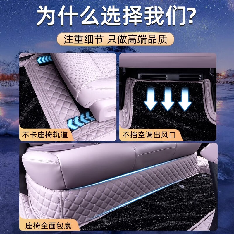 乐道L60脚垫全包围24蔚来乐道l60专用地毯汽车用品改装内饰 【丁香紫+黑色星空毯】双层脚垫