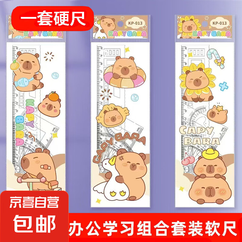 学生套尺卡皮巴拉20cm直尺三角尺量角器测绘套装 20cmOPP袋套尺KP-013卡皮巴拉1套