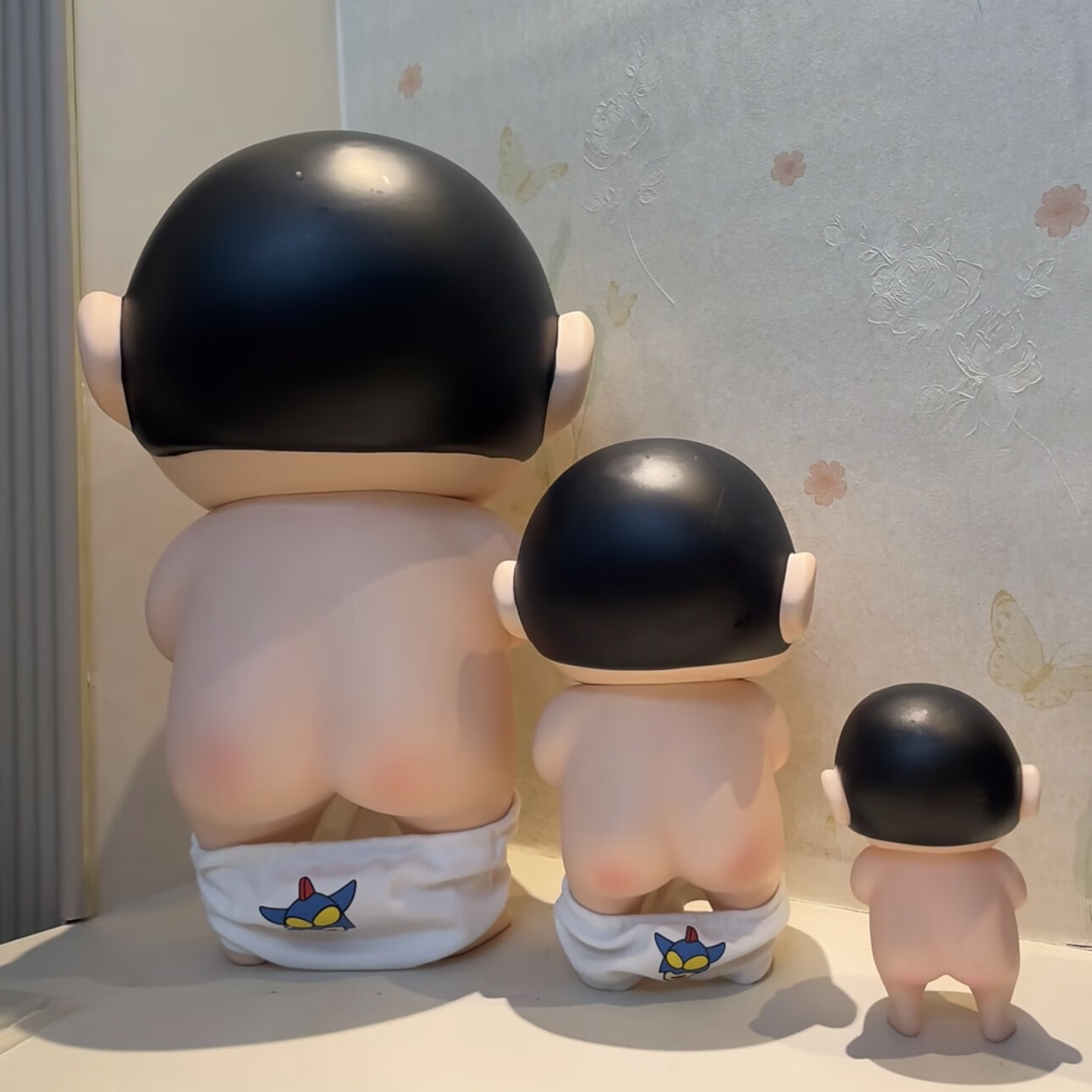 拉布布蜡笔小新洗澡雨衣顶正版潮玩手办桌面摆件动漫周边生日礼物 洗澡小新大中小【顶配版共三只】