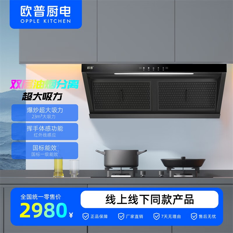 欧普照明（OPPLE）/一级能效/体感/热清洗/家用抽油烟机/CXW-300-YC18 黑色