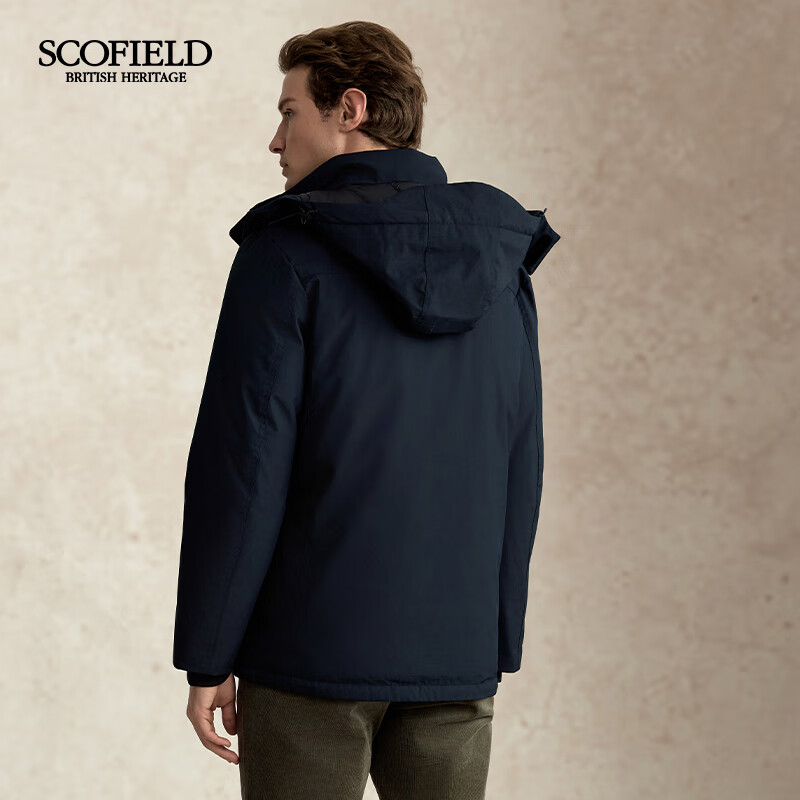 Scofield男士25秋季新款可脱卸帽子羽绒服90鹅绒罗文收口鹅绒服冬季外套 藏青色 L (175)