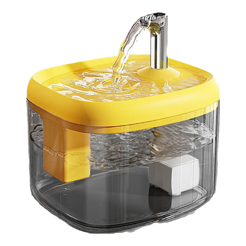 【京东物流】猫咪饮水机流动循环宠物喂水神器水碗水盆家用狗狗 奶油黄-1500ml+过滤棉1片