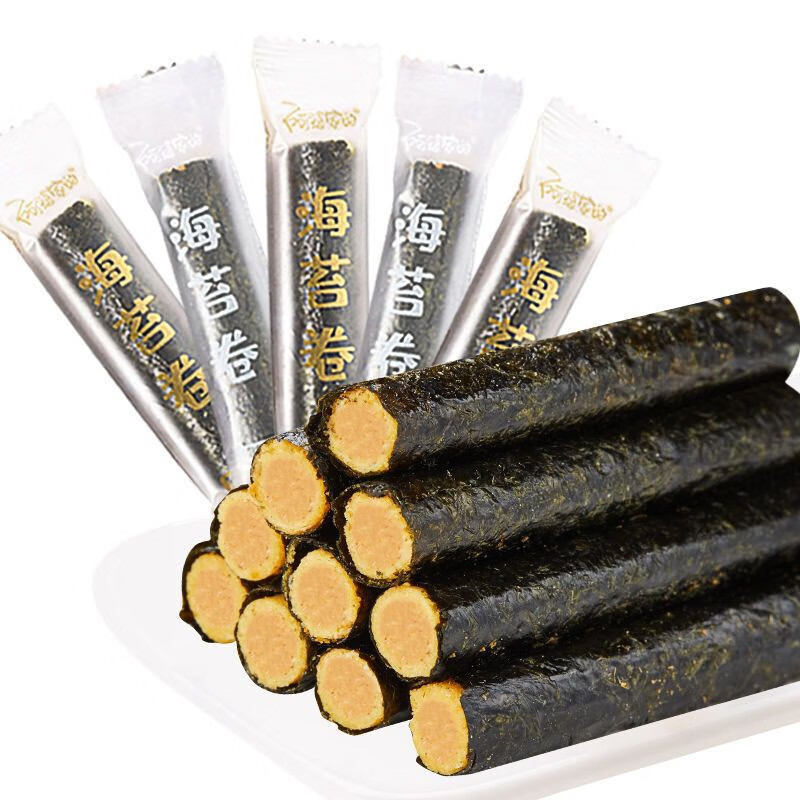 阿婆家的海苔卷肉松味海苔卷咸蛋黃味海苔卷零食解饞非油炸食品 50根裝【超劃算】咸蛋黃+肉松味