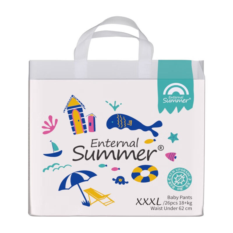 盛夏光年夏日么么茶婴儿纸尿裤拉拉裤【4包装箱规】尿不湿薄款透气柔软 拉拉裤XXXL96片
