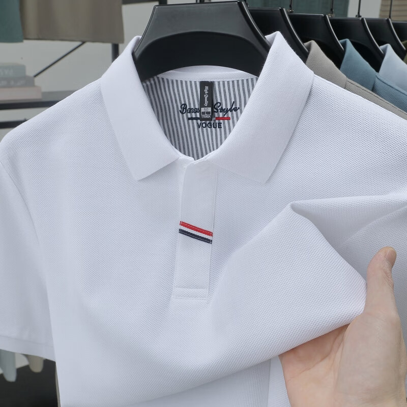 TOMMY JEANS男士短袖polo衫纯棉索罗娜透气翻领t恤衫 白色 XL 135-155斤