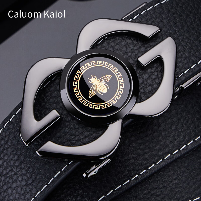 Caluom Kaiol品牌皮带男自动扣轻奢真皮腰带商务男士裤带生日礼物送男友 【专柜礼盒】80121百搭枪色/外穿式 115cm -130cm默认随机(可修剪)