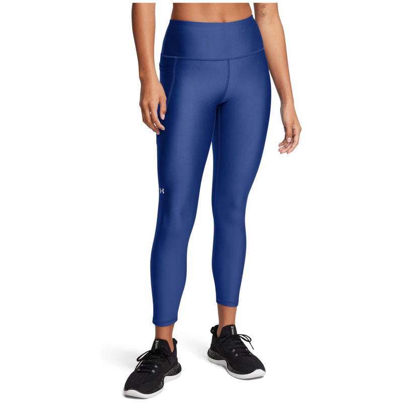 安德瑪（UNDERARMOUR）高彈速干女士運動褲中腰收腹跑步瑜伽健走四向 Stretch 運動 legg Tech Blue/White 均碼 |LG (US 12-14)