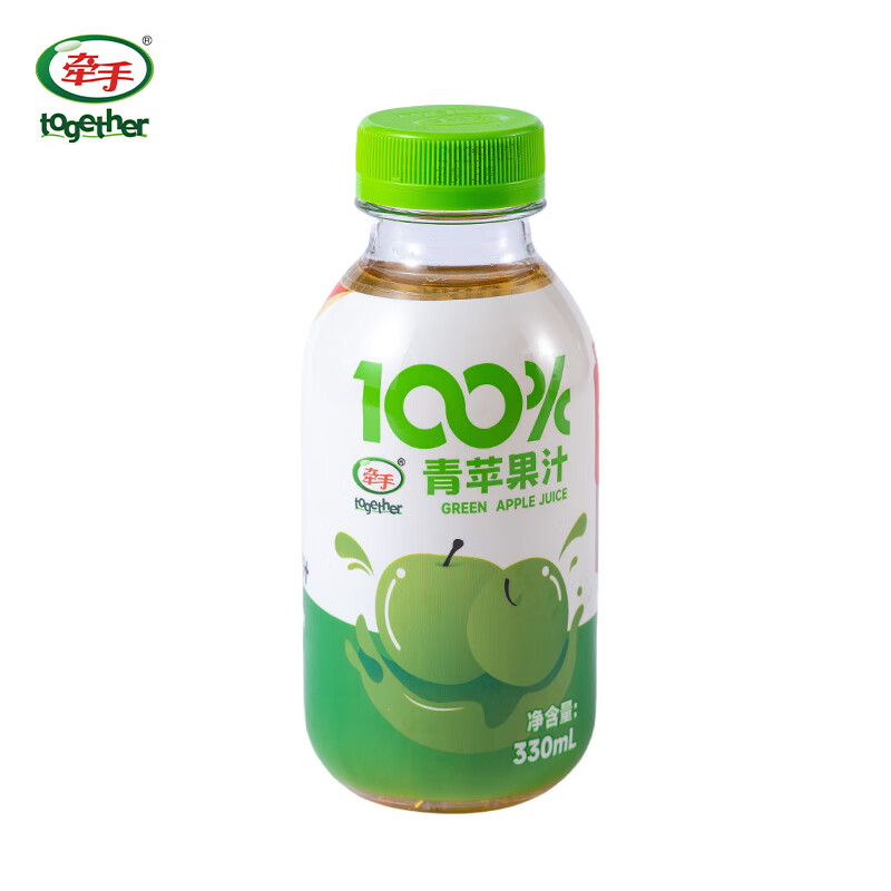 牵手100%青苹果汁瓶装330ml*1瓶/*6瓶/*15瓶 青苹果汁330ml*6