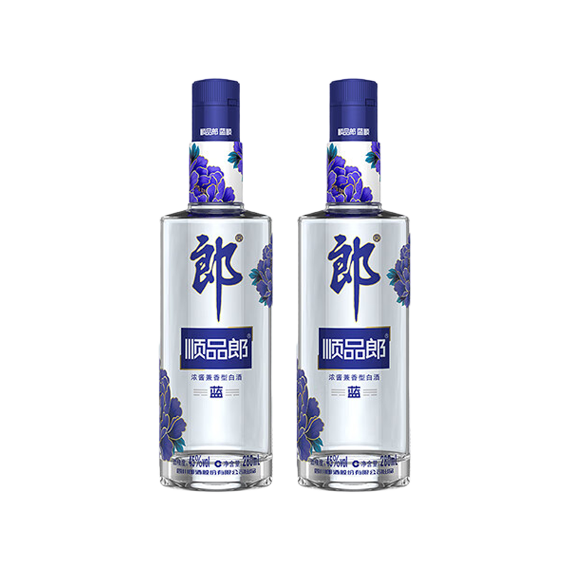 郎酒 顺品郎蓝顺280mL 45度  浓酱兼香型白酒纯粮食优级口粮酒 45度 280mL 2瓶 双支装