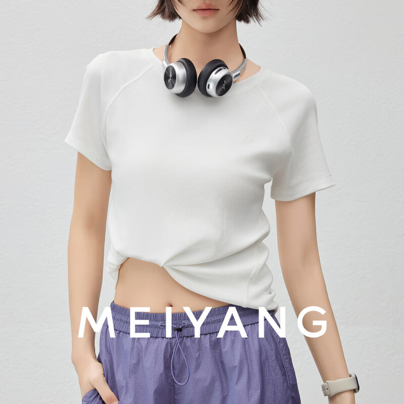 美洋（MEIYANG）解压T 巴适显瘦 优可丝基础百搭圆领短袖上衣 白色 L