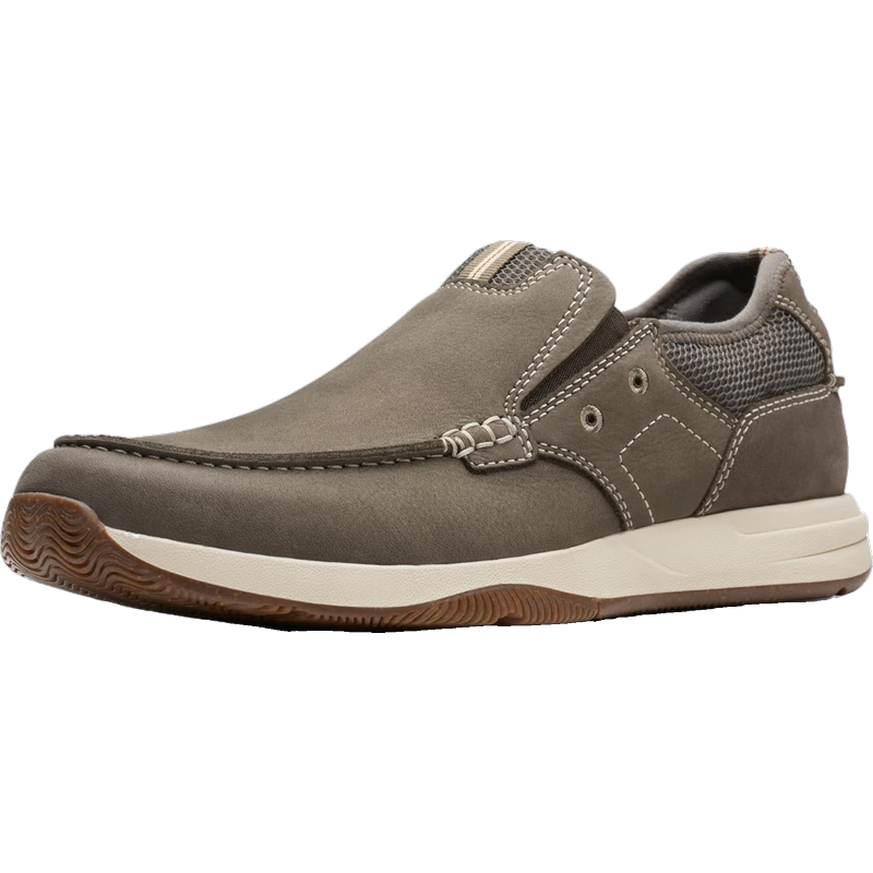 Clarks其樂 男士 Sailview Step一腳蹬船鞋 休閑舒適樂福鞋 灰褐色（Taupe Nubuck） 44 (10.5 US)  寬版
