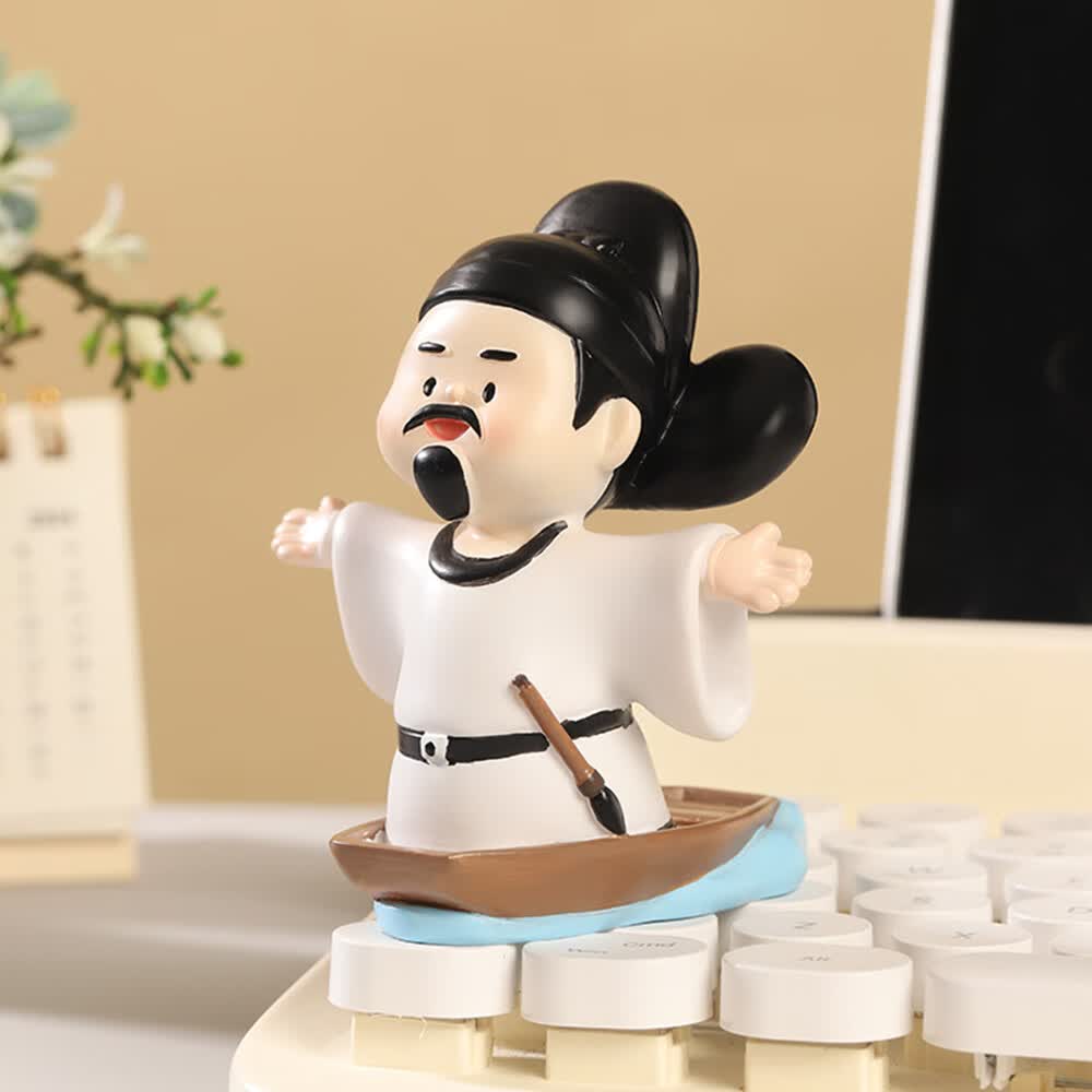 如果国风摆件潮玩盲盒桌面装饰办公桌创意文创手办儿童礼品生日礼物女 西安文创李白盲盒(整套六个)
