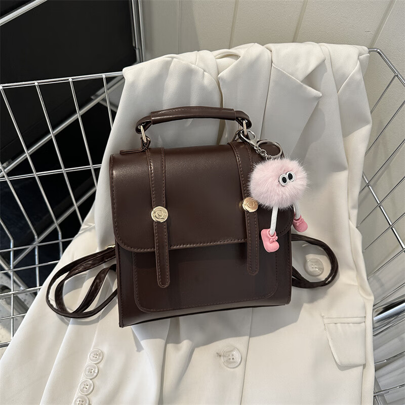 【直发】简约双肩背包女学院风包包女包休闲单肩手提包小背包 黑色无挂件