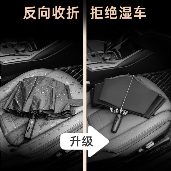 飒望德国全自动雨伞加固加厚加大暴雨专用男士反向折叠车载晴雨两用女 雾霾蓝【科技手柄+安全天使环】
