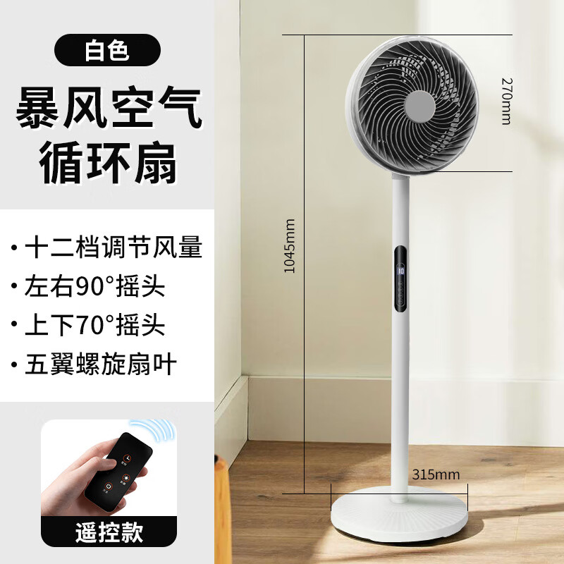 夏新空氣循環(huán)扇落地扇電風(fēng)扇家用遙控立式臺式搖頭定時(shí)落地風(fēng)扇輕音節 10寸白配灰遙控重底(全銅直流高速電機)循環(huán)扇 重底盤(pán)