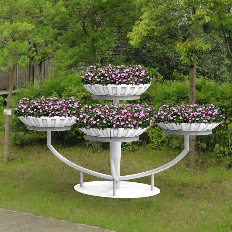 小四面献礼白色景观铁艺造型花架/小区公园节点装饰花卉装饰场地/市政