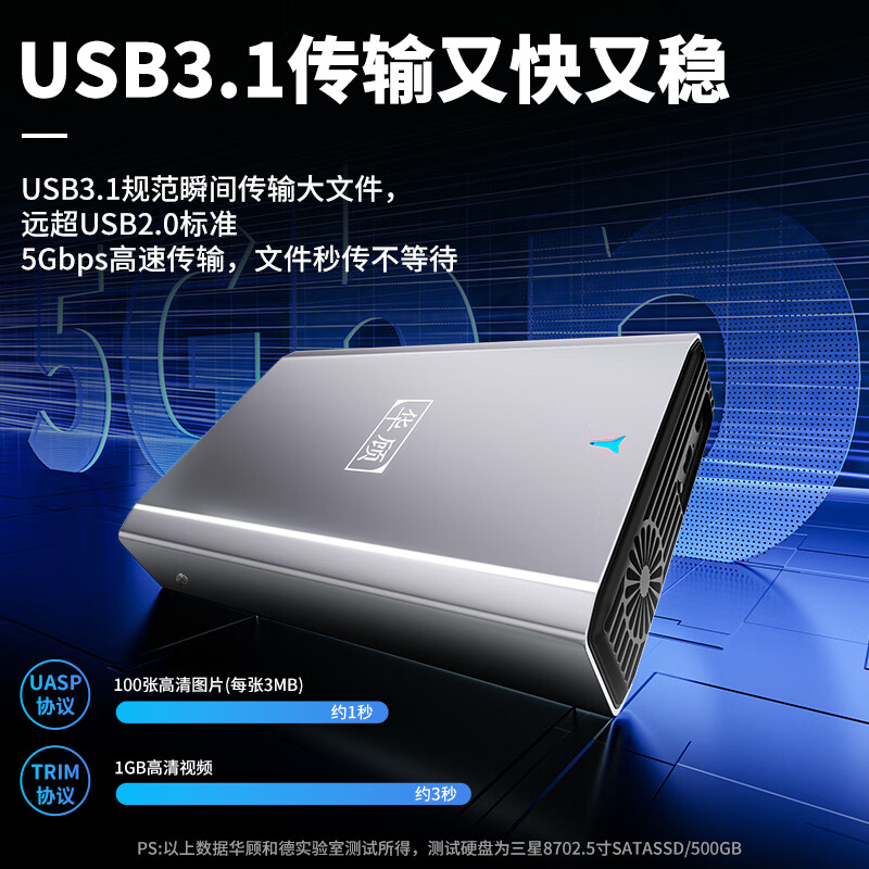 华顾USB3.1移动硬盘盒 2.5英寸外置硬盘盒适用笔记本电脑台式机外接串口SSD固态机械SATA 银色USB3.1硬盘盒+转接头