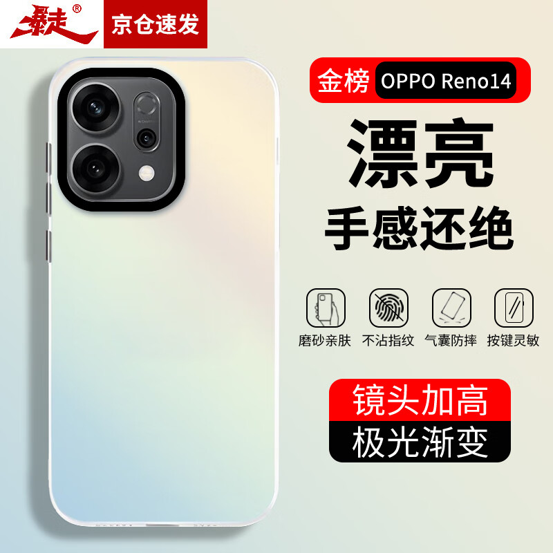 暴走适用opporeno14手机壳 OPPO Reno14保护套 硅胶软边简约半透明全包防摔镭射渐变高级感磨砂硬壳