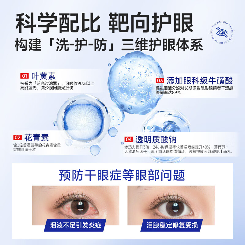 云南白药叶黄素花青素护眼喷雾缓解眼干涩疲劳洗眼液视力模糊下降 2瓶装【第二件半价】