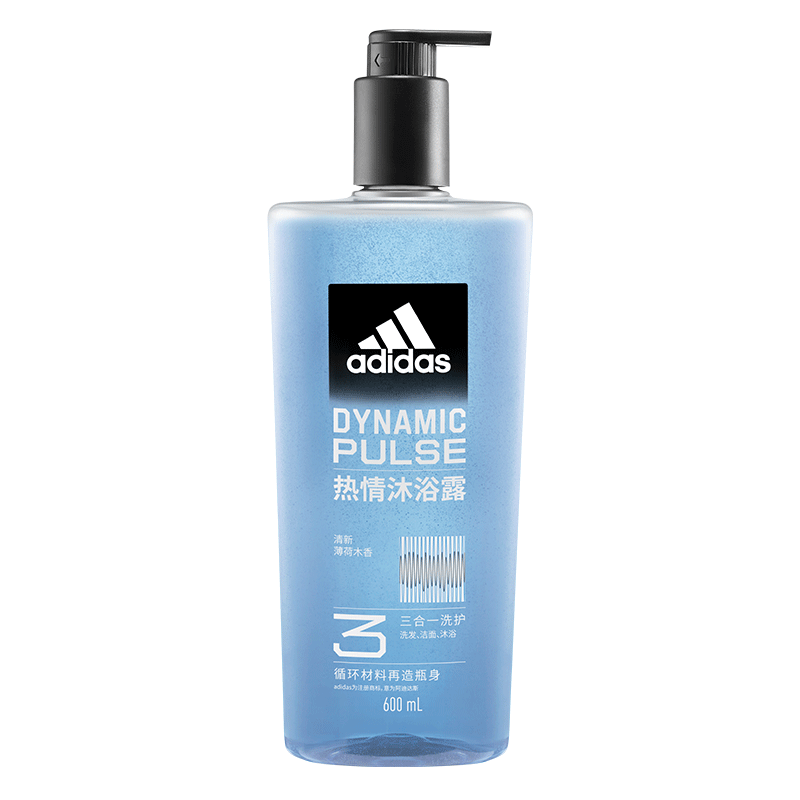 阿迪達斯 （adidas）男士沐浴露三效合一熱情600ml 薄荷香體沐浴液 清新活力 持久留香