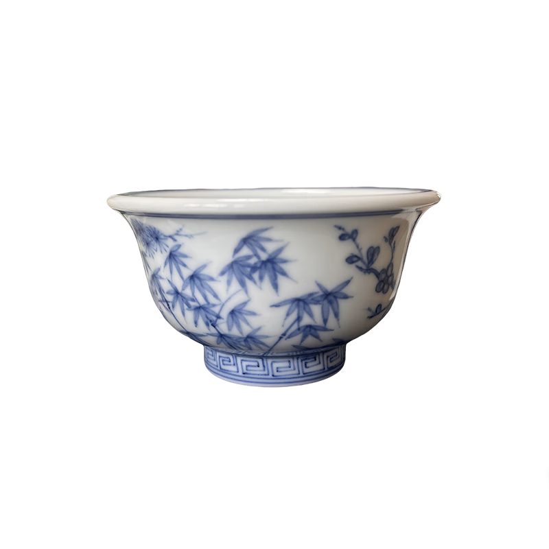 五里霧景德鎮(zhèn)手工手繪仿明代成化瓷器青花松竹梅紋主人杯高端功夫茶具 高度