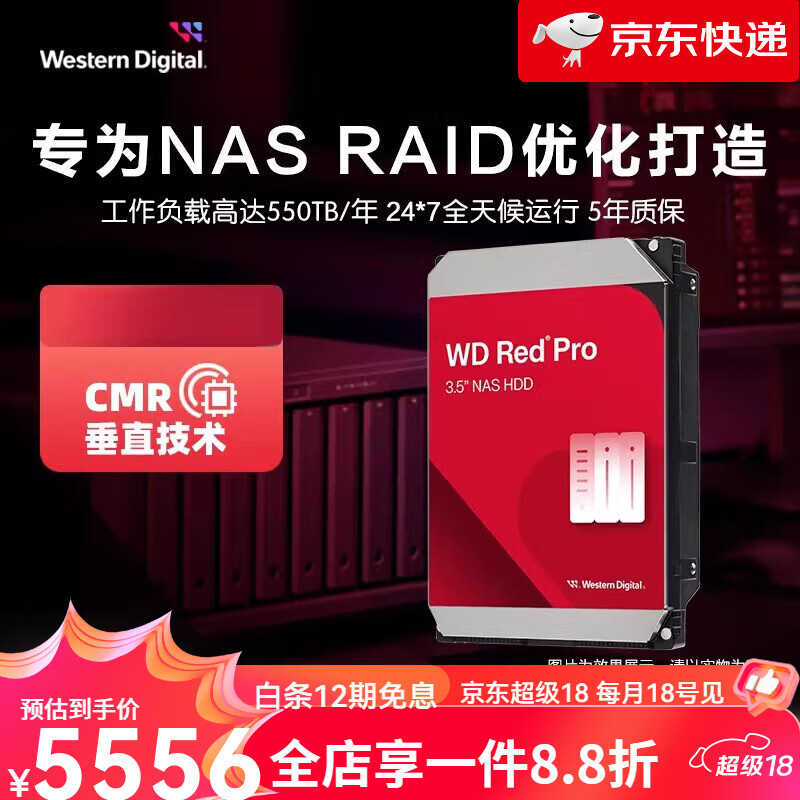 西部数据（WD）【新品】WD西部数据机械硬盘10T红盘PRO NA硬盘专用RAID网络存618 10TB 35英寸红盘Pro10TWD103KFBX