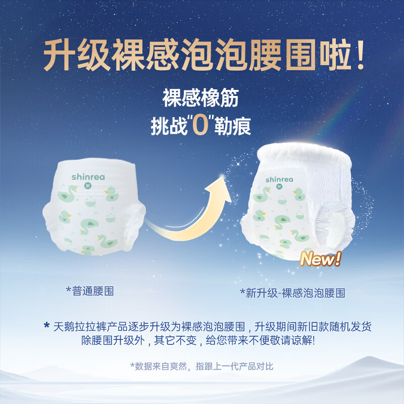 爽然天鹅裤系列升级版 拉拉裤轻薄透气柔软婴儿尿不湿 纸尿裤XXL30片*3包