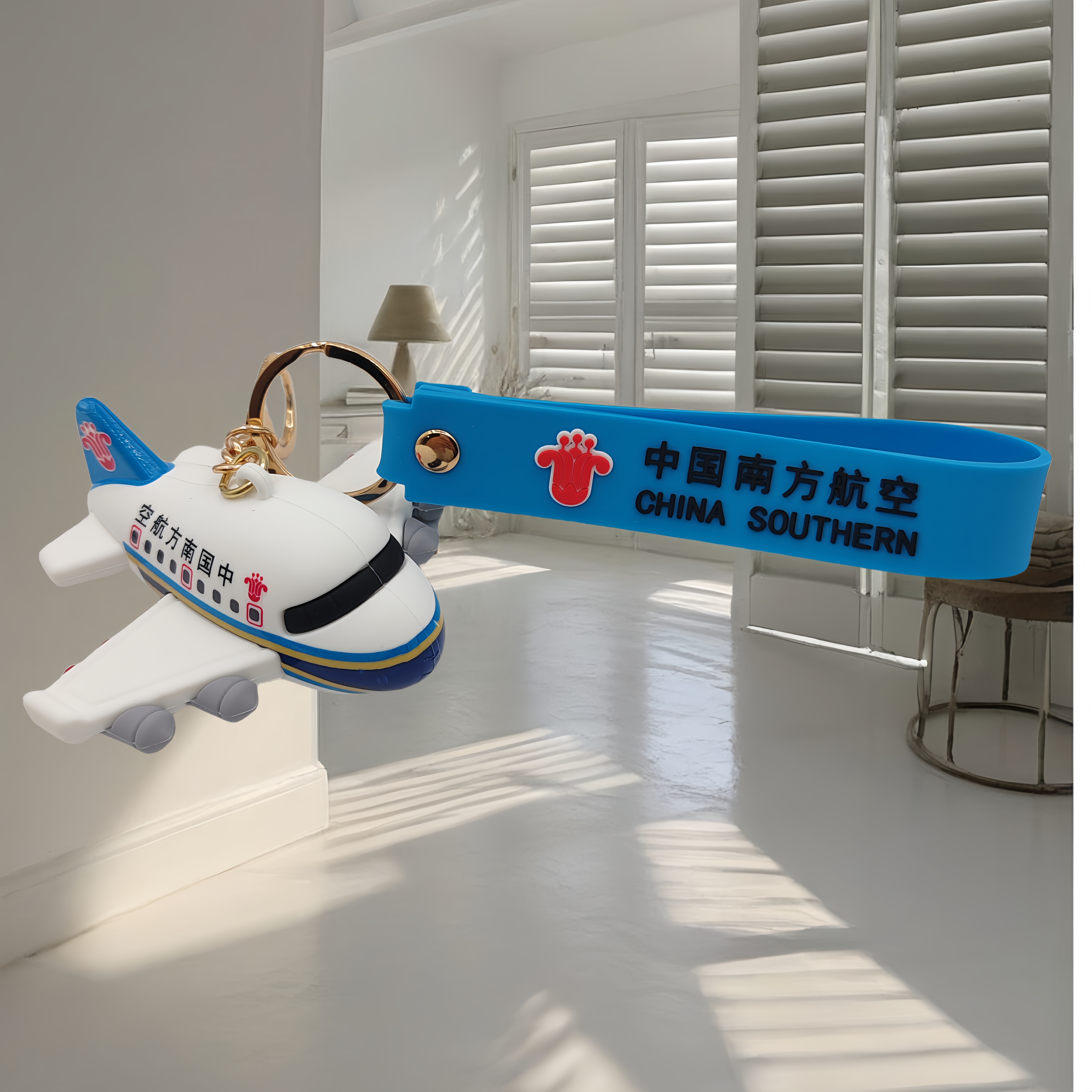 20cm飞机模型仿真合金客机787南航16cm航模带轮 南航飞机模型钥匙链