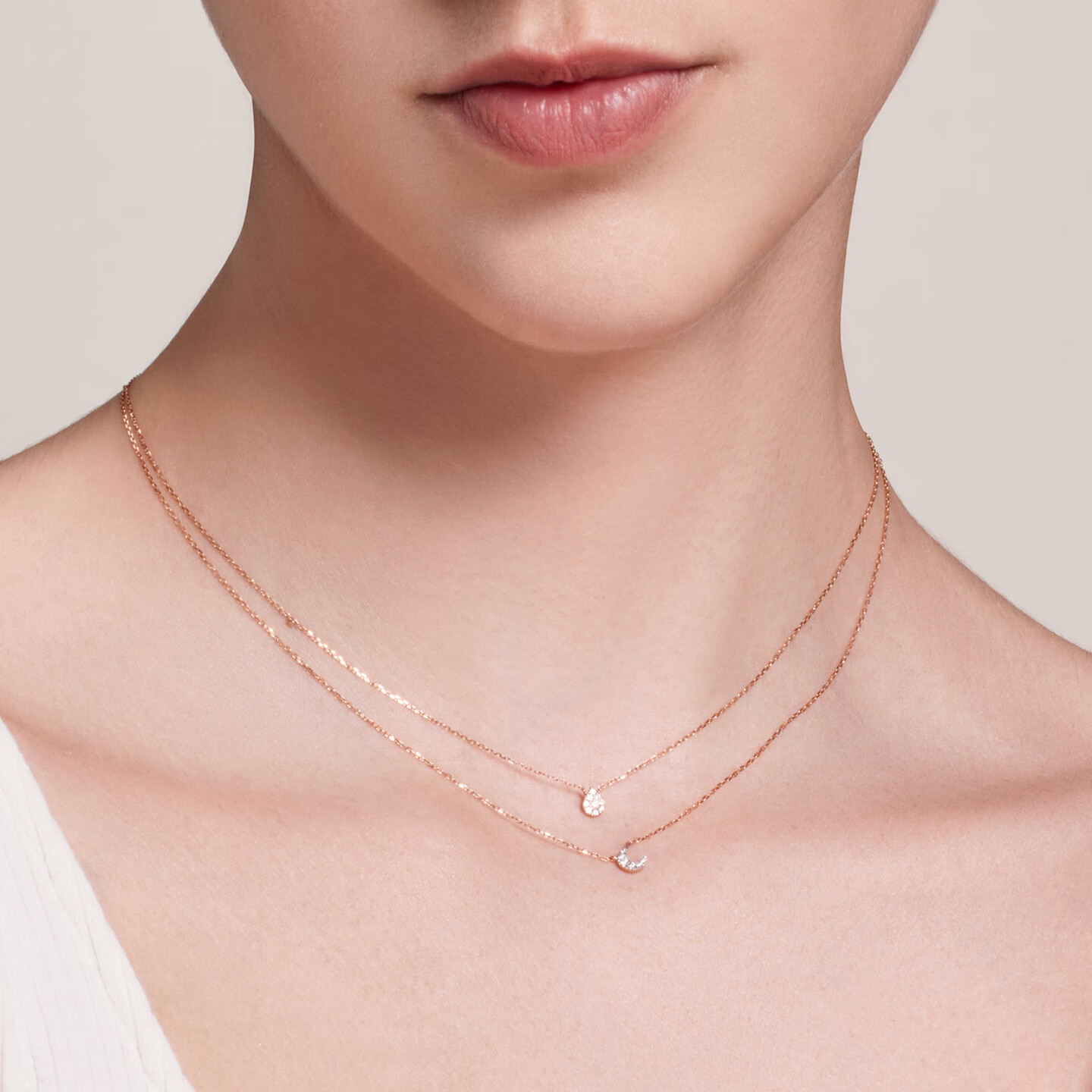 DJULA【店铺臻选】茱蕊魔法18K金镶钻高级感轻奢爆闪项链送女生礼物 18K金白金（水滴）