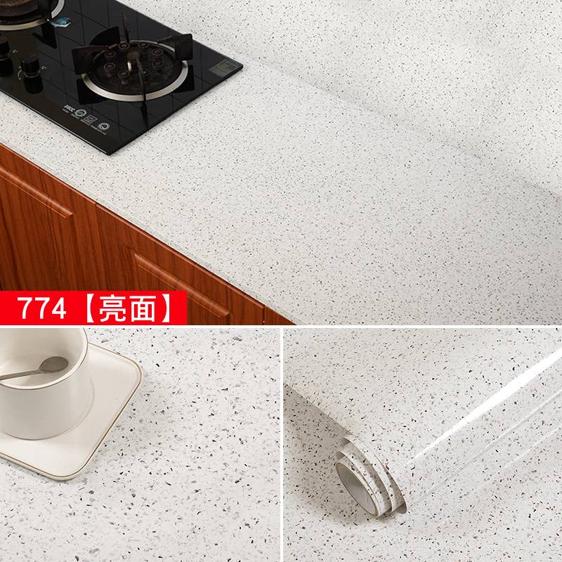 接運(yùn)貓廚房灶臺(tái)面防水翻新貼紙耐高溫衛(wèi)生間瓷磚仿大理石紋自粘壁紙加厚 臺(tái)面貼774寬0.6米長3米 大