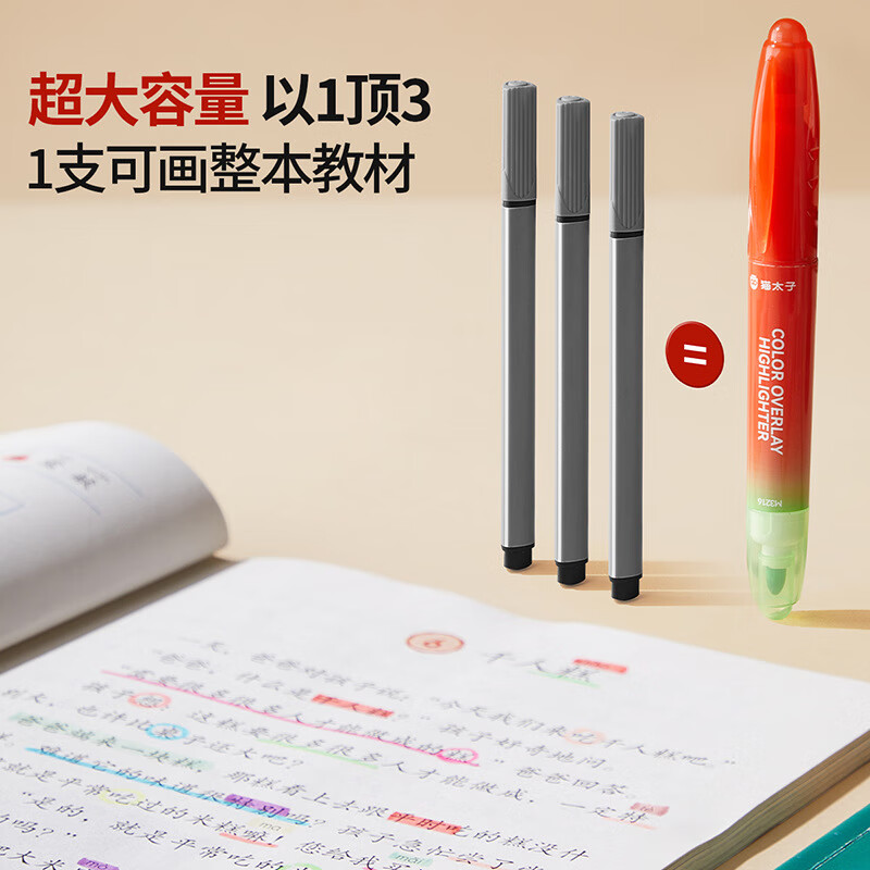 猫太子可叠色荧光笔标记笔记号笔彩色小学生初高中大学生划重点双头荧光笔手抄报笔高颜值速干12色做笔记 双头荧光笔6支(12色)