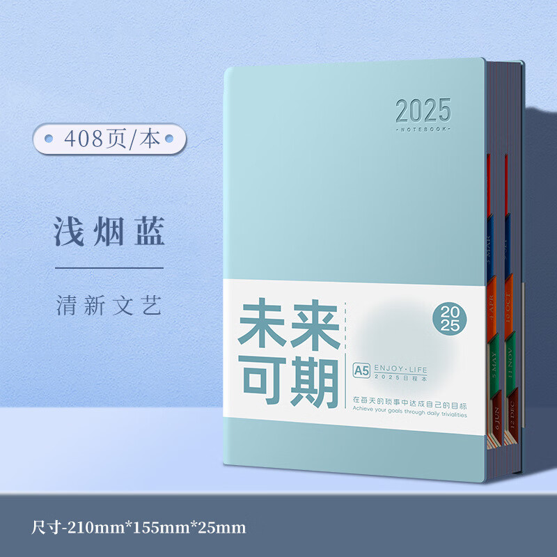 白金麗人2025日程本商務(wù)工作記事本效率手冊自律打卡每日計劃本好物定制 A5淺煙藍