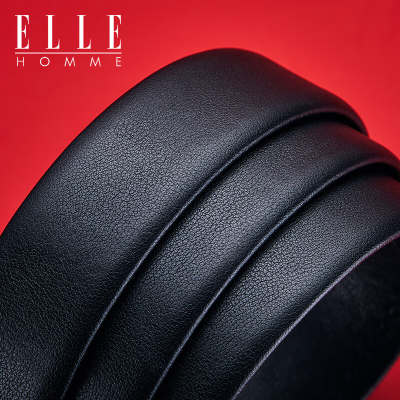 ELLE HOMME法国男士皮带男自动扣真皮腰带牛皮商务裤带生日礼物送男友 【专柜礼盒】902079A 110cm -130cm随机发(可修剪)