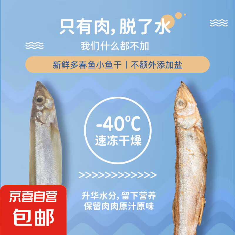 宠物冻干零食多春鱼冻干满腹鱼籽鱼油美毛幼猫增肥发腮奖励零食 试吃装2-3条