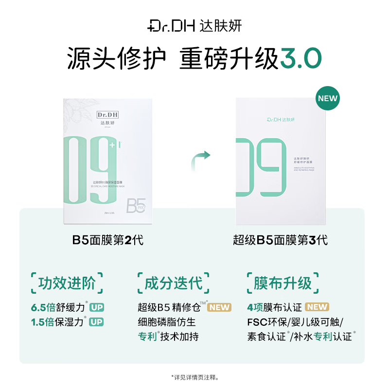 达肤妍超级b5面膜PRO补水长效保湿滋润修护维稳锁水 超级B5面膜三盒送4片
